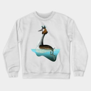 Australasian crested grebe swimming Crewneck Sweatshirt